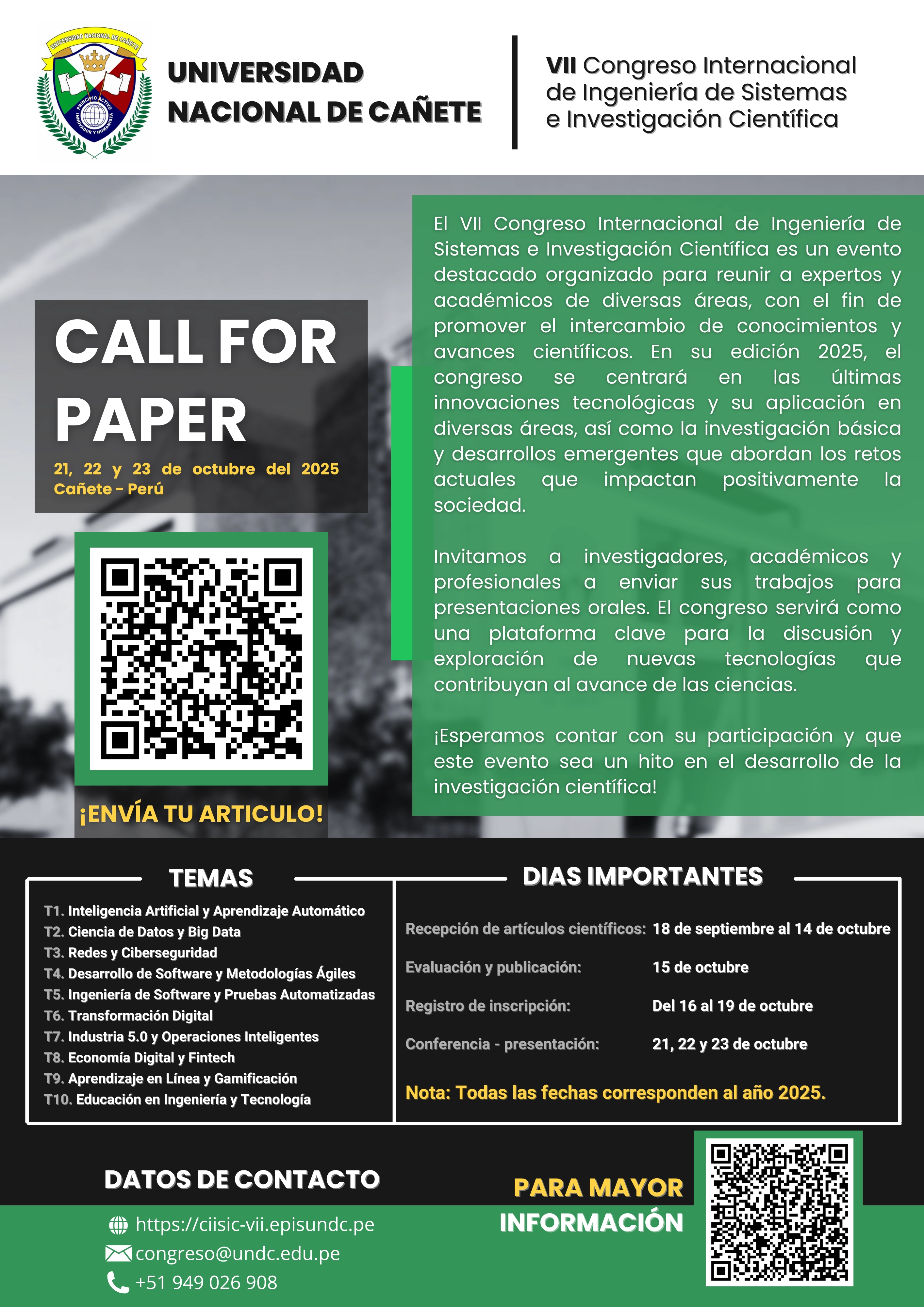 Afiche de Call for Papers de la edición 2025